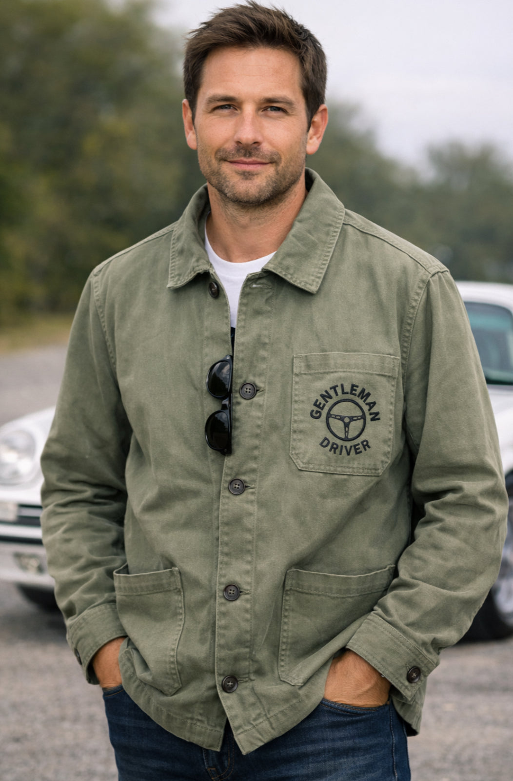 Situation de la veste gentleman driver en milieu naturel 